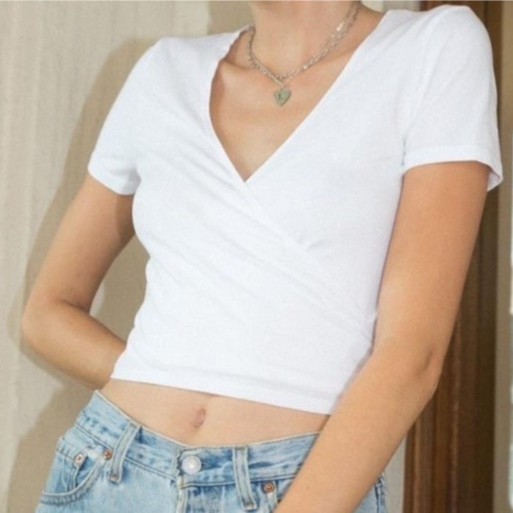 Brandy Melville white wrap top